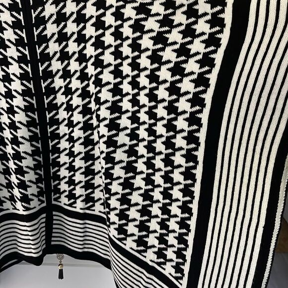 Anne Klein Houndstooth Camilla Poncho Cape / Stripe Trim Full Zip NWT SZ XL - Picture 10 of 14